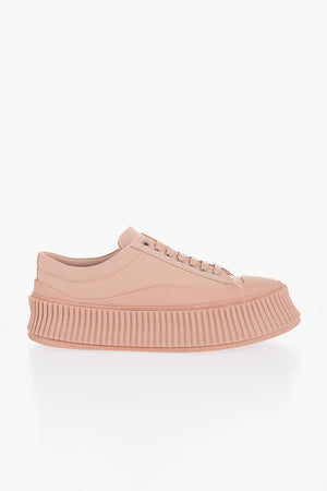 Sneakers Allacciate in Canvas con Suola Chunky