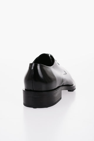 Point Toe Leather Derby Shoes with Rubber Sole