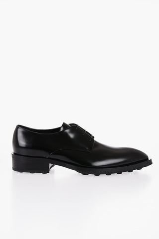 Point Toe Leather Derby Shoes with Rubber Sole