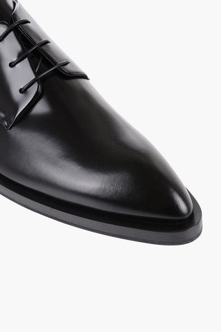 Point Toe Leather Derby Shoes with Rubber Sole