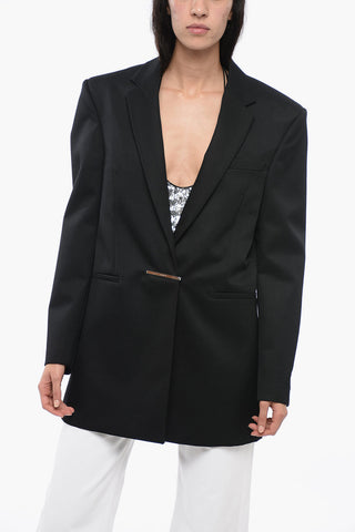 Blazer in Lana con Chiusura Metallica