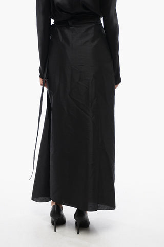 Silk Semi-sheer Skirt with Belt