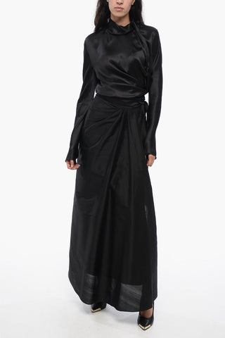 Silk Semi-sheer Skirt with Belt