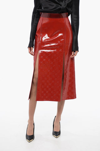 Gonna in Vernice con Fantasia Monogram Ton-sur-ton