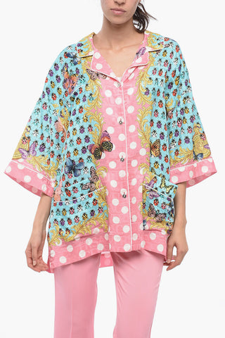 Silk-blended Shirt with Multicolored Pattern