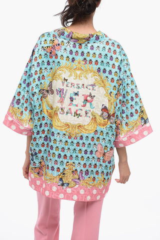 Silk-blended Shirt with Multicolored Pattern