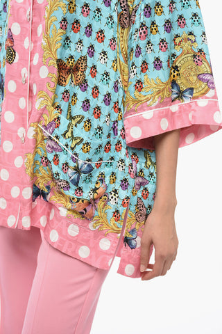 Silk-blended Shirt with Multicolored Pattern