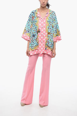 Silk-blended Shirt with Multicolored Pattern