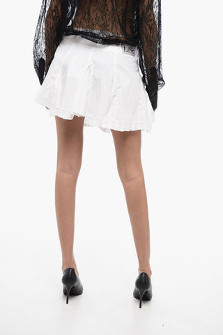 Popeline Pleated Skirt with Lace-up Detail