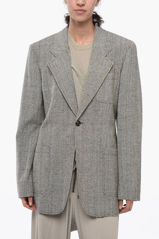 Halflined Blazer with Hopsack Motif