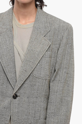 Halflined Blazer with Hopsack Motif