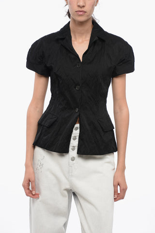 Wrinkled Effect Shirt with Short Sleeves