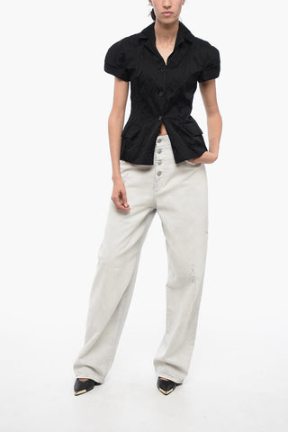 Wrinkled Effect Shirt with Short Sleeves
