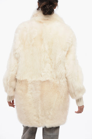 Cappotto Shearling con Polsini in Maglia a Coste