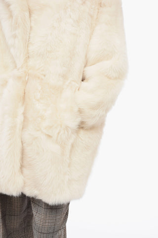 Cappotto Shearling con Polsini in Maglia a Coste