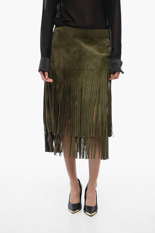 Suede Fringed Skirt
