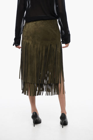 Suede Fringed Skirt