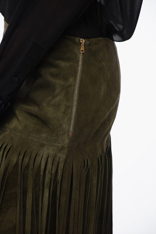 Suede Fringed Skirt