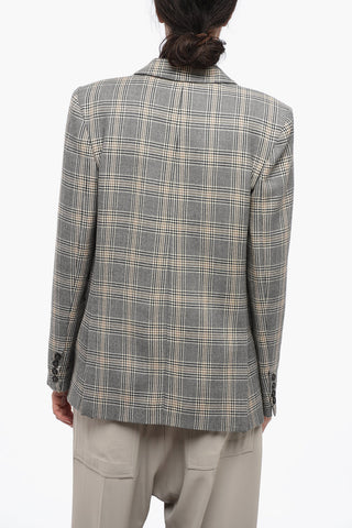 Blended Wool Blazer with Glen Plaid Motif