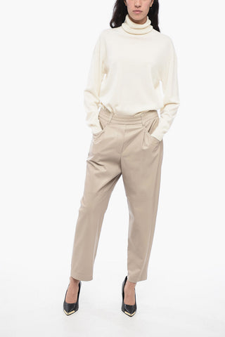 Joggers in Pelle con Cuciture a Vista