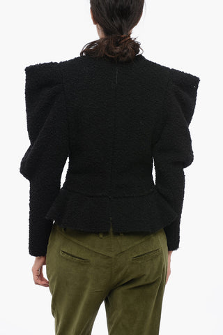 Pullover Boucle Drappeggiato con Orlo a Balze