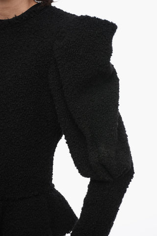 Pullover Boucle Drappeggiato con Orlo a Balze