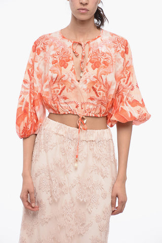 Linen LYRE Blouse with Puffed Sleeves