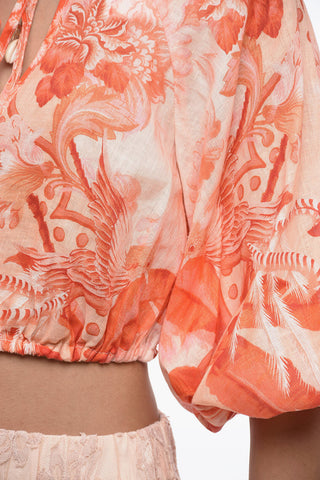 Linen LYRE Blouse with Puffed Sleeves