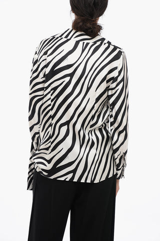 Silk Animalier Shirt with Self-tie Detail