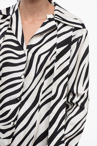 Silk Animalier Shirt with Self-tie Detail