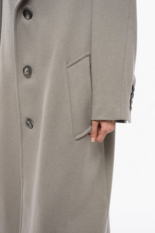 Twill Wool Coat with Flush Pockets