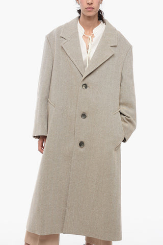 Cappotto in Lana con Motivo Herringbone