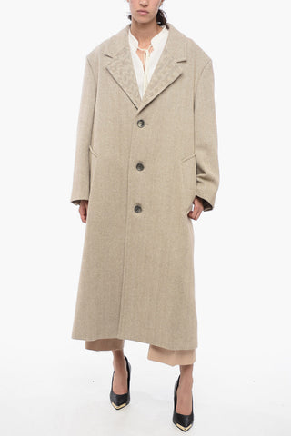 Cappotto in Lana con Motivo Herringbone