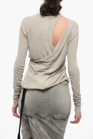 LUXOR Ribbed Silk Blend BANANA Asymmetric Top