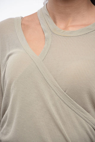 LUXOR Ribbed Silk Blend BANANA Asymmetric Top