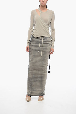 LUXOR Ribbed Silk Blend BANANA Asymmetric Top