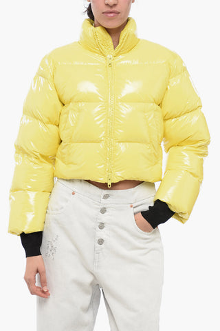 Patent-effect Cropped Down Jacket