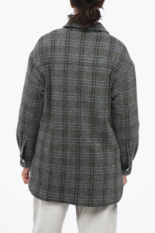 Cappotto Imbottito in Lana Vergine Herringbone