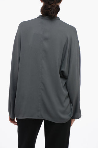 Shimmer Detailing Blouse with Pleated Collar Detail