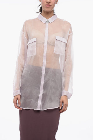 Organdy Oversized Shirt with Shimmer Collar Detail