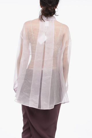 Organdy Oversized Shirt with Shimmer Collar Detail