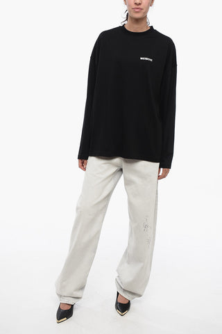 Long-Sleeved UNISEX Crewneck T-Shirt with Contrasting Logo