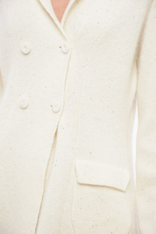Double-breasted Slim Fit Knitted Blazer with Sequines