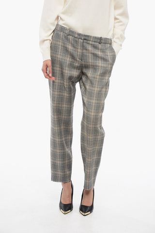 Glen-Plaid Motif Pants with Shimmer Detail