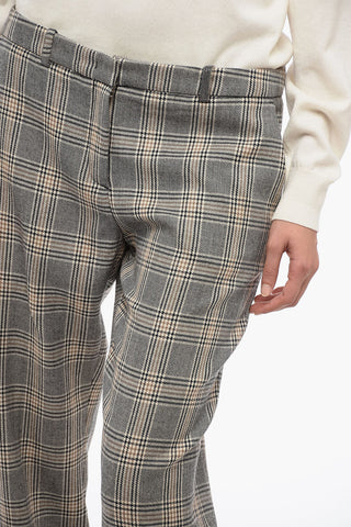 Glen-Plaid Motif Pants with Shimmer Detail