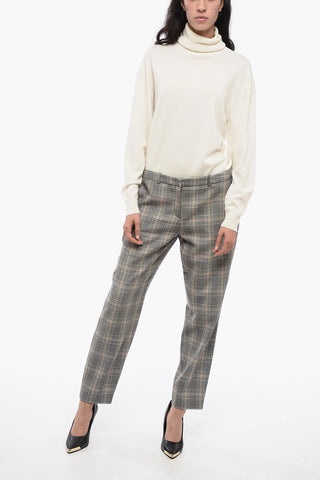 Glen-Plaid Motif Pants with Shimmer Detail