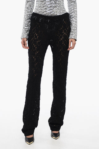 Pantaloni Ricamati con Gamba Svasata