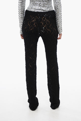 Pantaloni Ricamati con Gamba Svasata
