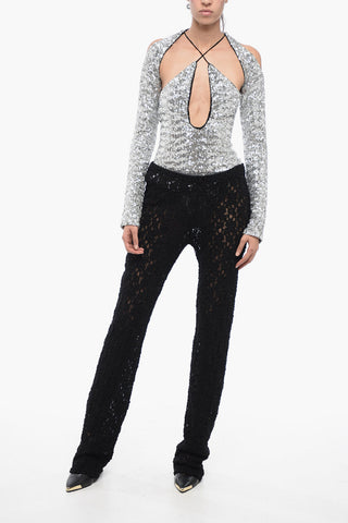 Pantaloni Ricamati con Gamba Svasata