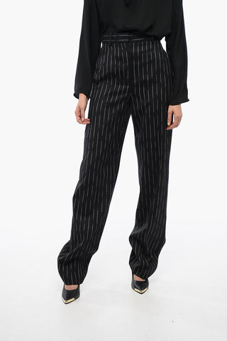 Pinstriped Wool Palazzo Pants